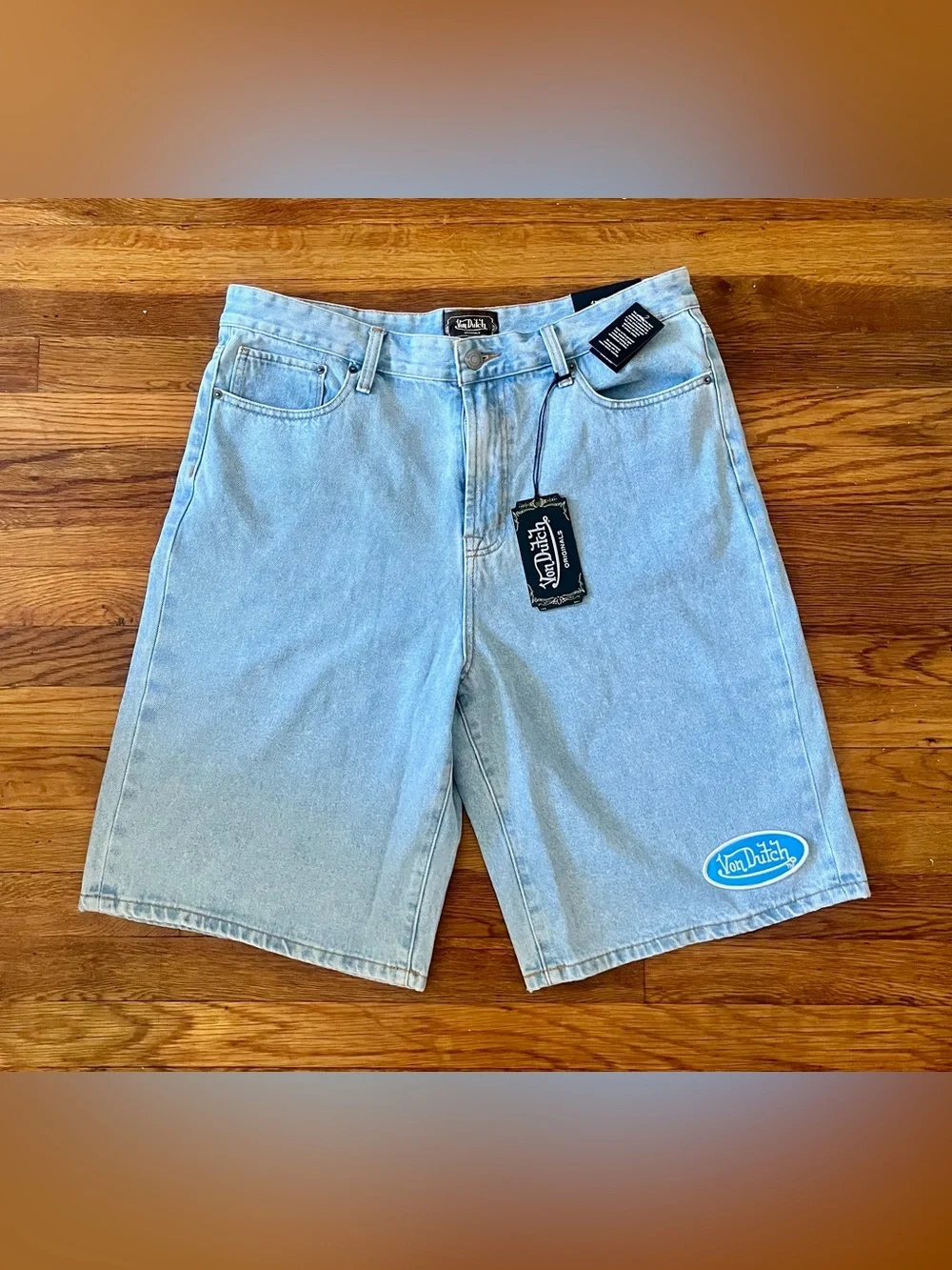Von Dutch Baggy Long Denim Blue Y2K Jorts Men’s Size 32 & 34